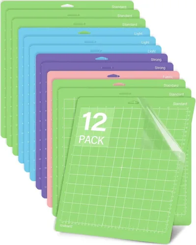 Miniatura 2 de Gwybkq Paquete de 24 alfombrillas de corte variedad y agarre ligero, 12 x 12 pulgadas, compatibles con Cricut Maker 3/Maker/Explore 3/Air 2/Air/One