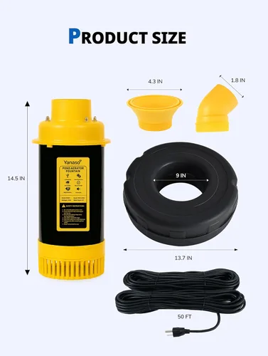 Miniatura 6 de Bomba aireadora de fuente de estanque con temporizador, cable de alimentación de 50 pies, 2 patrones de pulverización, circulación de agua de bajo