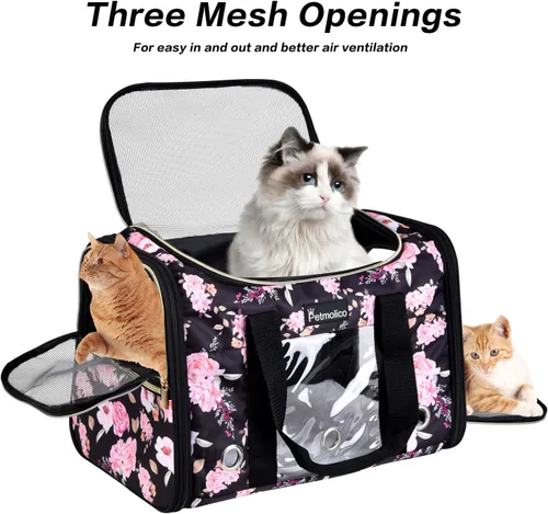Miniatura 3 de Transportador Petmolico para gatos de lados blandos, bolsa para mascotas pequeñas y medianas, para gatitos 16LBs - Transportador de viaje para Rosa