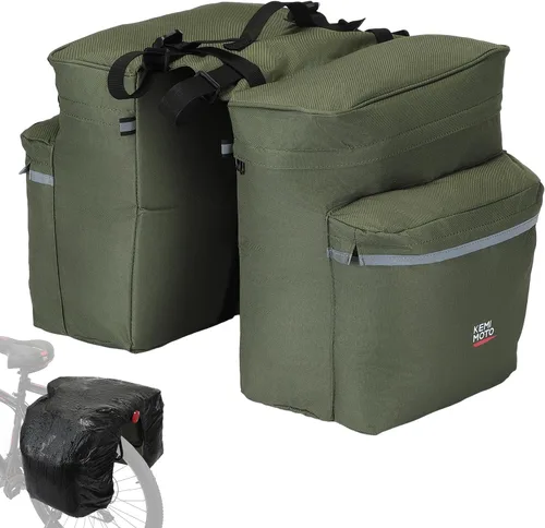 Miniatura 12 de KEMIMOTO - Bolsa para bicicleta alforja con cubierta anti-lluvia, bolsa de sillín de bicicleta impermeable de 34L para almacenamiento de bolsas
