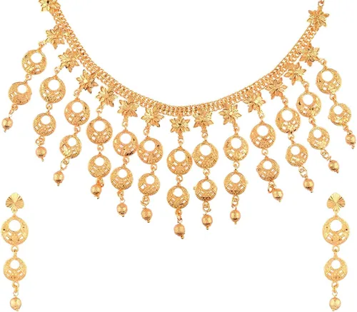Efulgenz Indian Style Bollywood Fashion Gold Tone Wedding Bridal Tassel Choker Collar Necklace Earrings Jewelry Set