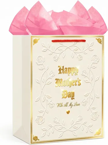 Miniatura 17 de D4DREAM Bolsa de regalo de San Valentín – Bolsa de regalo de aniversario de 13 pulgadas con papel de seda para mujeres, hombres, novio, novia, 7-1