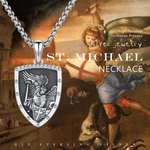 Miniatura 223 de Collar con colgante de plata de ley 925 con medalla de San Patrón, joyería religiosa para hombres y mujeres, con cadena de acero inoxidable 316L