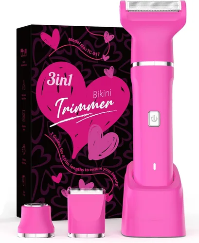 Risina Recortadora de bikini eléctrica para mujer, afeitadora recargable 3 en 1, impermeable, removedor de vello púbico inalámbrico, portátil, sin