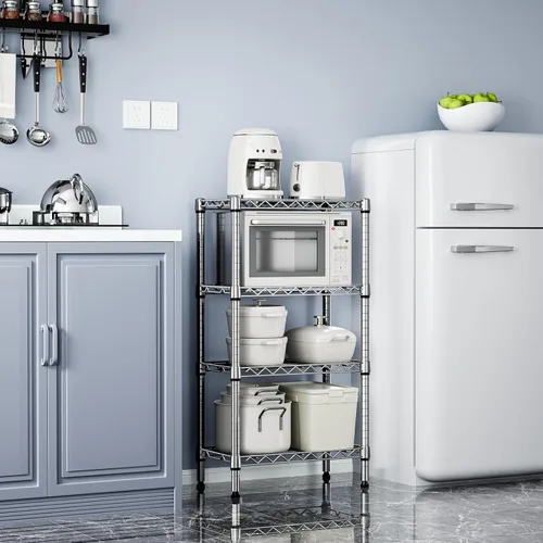 Miniatura 4 de MZG - Estante de 4 niveles de 1000 libras, almacenamiento de metal, organizador con tablero de polipropileno para garaje, cocina, baño, cromado