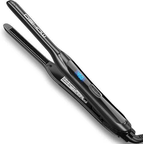 DSHOW Plancha plana tipo lápiz, plancha plana pequeña de 3/10 pulgadas para cabello corto, corte Pixie y flequillo, mini alisador de pelo Negro