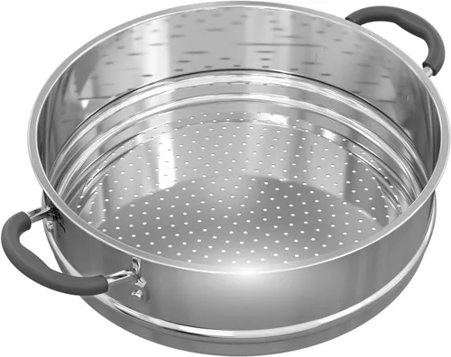 Sunhouse – 18/10 de acero inoxidable vaporizador de inserción de sartenes de acero inoxidable apilable vaporizador de alimentos olla en olla para