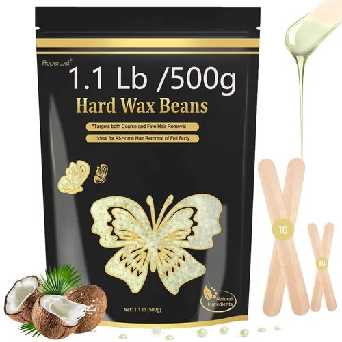 Miniatura 11 de Cuentas de cera dura para depilación de piel sensible, granos de cera de perlas sin dolor de 1.1 libras con 20 espátulas para bikini, cejas