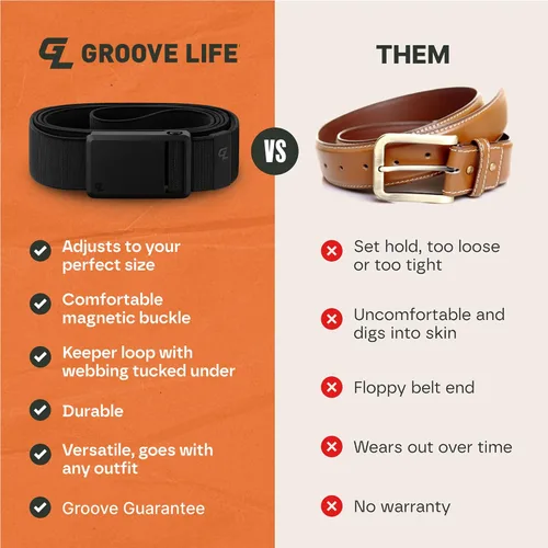 Miniatura 5 de Groove Life Groove Belt Ultra - Cinturón de golf para hombre, elástico, hebilla magnética, ajustable, cómodo, golf