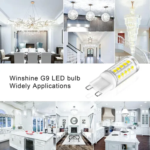 Miniatura 6 de winshine Paquete de 10 bombillas LED G9 regulables de 6000 K luz diurna 4W, 40 vatios G9 equivalente a halógeno G9 base de dos pines, lámpara