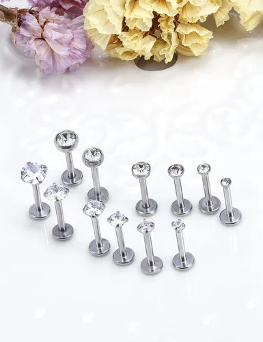 Miniatura 6 de Vsnnsns Anillos de labio de acero inoxidable 16G, joyería de labret Monroe, anillos de labios, cartílago de uñas, tragus, hélice, aretes de piercing