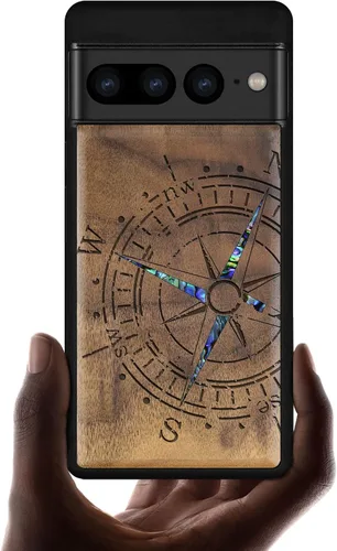 Carveit Funda de madera de diseñador para Google Pixel 7 Pro [grabado de madera e incrustaciones de carcasa] cubierta de madera única compatible con