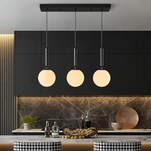 Miniatura 29 de Lámpara Colgante Moderna Accesorio de Iluminación Colgante para Isla de Cocina Luces Colgantes Doradas de Mediados de Siglo con Globo de Vidrio Oro