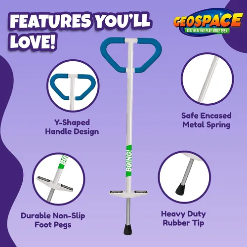 Miniatura 4 de Geospace Pogo Stick de Air Kicks para jinetes de 90 a 160 libras (azul)