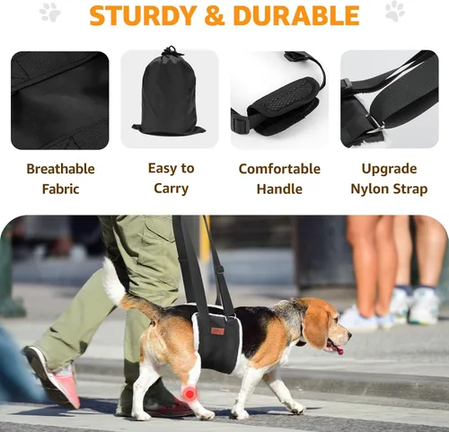 Miniatura 8 de Arnés Ajustable de Elevación para Perros, Cabestrillo para Perros Grandes con Soporte de Elevación y Arnés de Rehabilitación para Patas Traseras