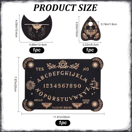Miniatura 2 de CREATCABIN Kit de tablero de madera para el espíritu, 3 piezas, soporte para cartas de tarot, juego de tablero de adivinación de polilla