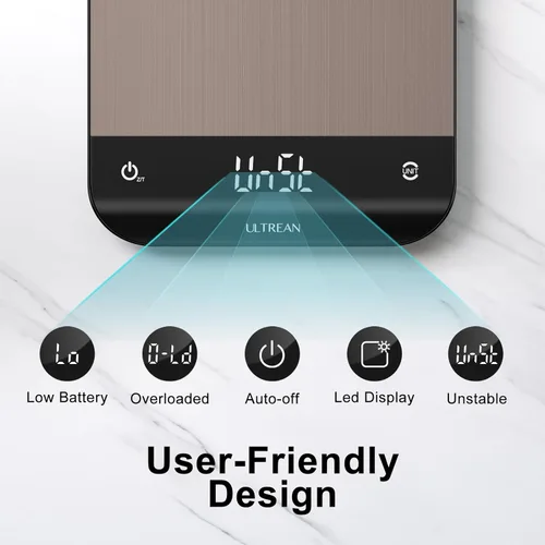 Miniatura 4 de Ultrean Báscula de Alimentos, Báscula de Cocina Digital con Pantalla LED, Peso en Gramos y Onzas para Hornear y Cocinar, 6 Unidades con Función