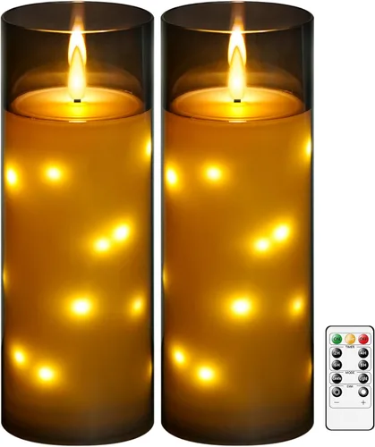 Miniatura 15 de kakoya Velas LED grandes sin llama de 11" x 4" pulgadas para exteriores, impermeables, con control remoto y temporizador, velas de pilar acrílicas