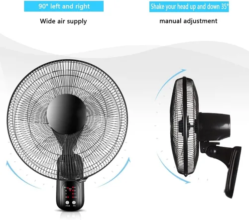 Miniatura 4 de Ventilador de Pared para Habitación De Niños, 60 W, Color Negro, 3 Velocidades, para El Hogar, El Dormitorio Y La Oficina, Negro-16.3 pulgadas