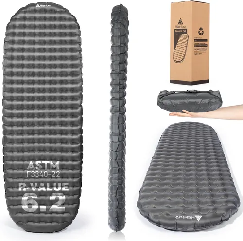 Hikenture Colchoneta de dormir de camping con valor R 6.2, colchón ultraligero para todas las estaciones, alfombrilla de dormir compacta y aislada