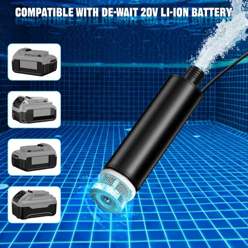 Miniatura 3 de Bomba de agua sumergible inalámbrica para batería Dewalt de 20 V/60 V, bomba eléctrica para jardín, bañera de hidromasaje, tanque, piscina