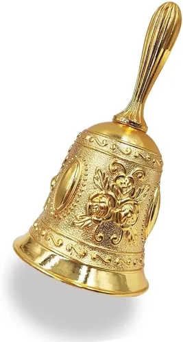 Miniatura 11 de Hourwof Campana de mano, campana de cena de metal, campanas decorativas de boda, campanas de servicio, campana de llamada, campana de Navidad, azul
