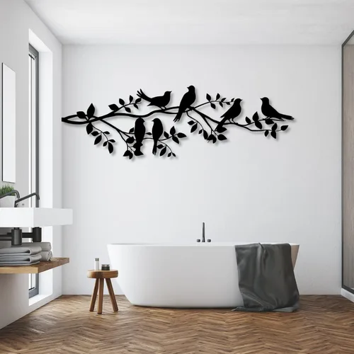 Miniatura 2 de UGJSH Decoración de pared de metal, decoración de pared de metal de árbol, arte de pared de pájaros metálicos, arte de pared de metal, pájaros