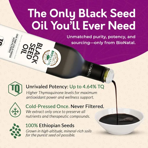 Miniatura 4 de BioNatal Aceite de Semilla Negra Etíope - Nigella Sativa Prensada en Frío que Produce Aceite de Semilla de Comino Negro, Sin Refinar y Sin Filtrar