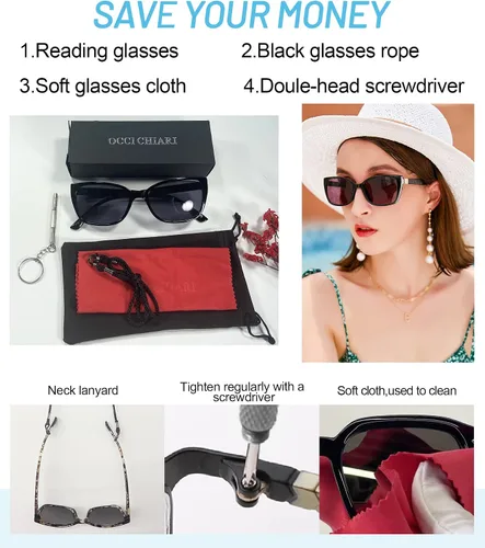 Miniatura 6 de OCCI CHIARI Gafas de Sol de Lectura Bifocales para Mujeres Grandes con Bloqueo de Luz Azul Lectores Solares para Exteriores UV400 1.0 1.5 2.0 2.5