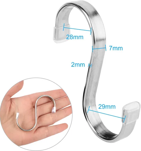 Miniatura 2 de Paquete de 10 Ganchos Planos en S - Ganchos en S de Acero Inoxidable Resistentes de 3 Pulgadas para Colgar Ollas, Sartenes, Plantas, Tazas de Café