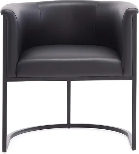 Miniatura 4 de Manhattan Comfort Bali - Silla de comedor de piel sintética, diseño Art Deco moderno con silueta escultórica, marco de metal, cojines acolchados
