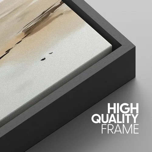 Miniatura 631 de SIGNWIN Lienzo enmarcado para pared, arte con pinceladas de flujo neutro en tonos beige abstractos, ilustraciones, arte moderno, decorativo