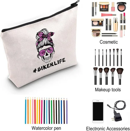 Miniatura 5 de ZJXHPO Bolsa de cosméticos para motociclistas, bolsa de aseo para amantes de la motocicleta, bolsa de maquillaje con cremallera, kit