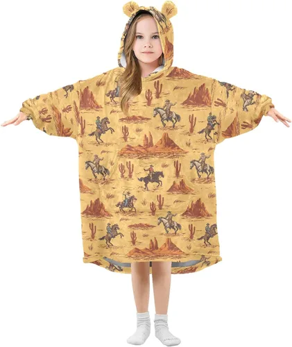 Miniatura 10 de Mantas portátiles para niños, súper suaves, cálidas y acogedoras, sudadera con capucha de gran tamaño, regalos para niños de 3 a 14 años, niñas
