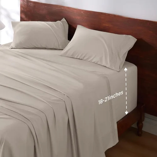 Miniatura 11 de Bedsure Juego de Sábanas King de Bolsillo Profundo - Se Adapta a Colchones de Hasta 21 Pulgadas de Grosor - 4 Piezas Sábanas de Cama GentleSoft