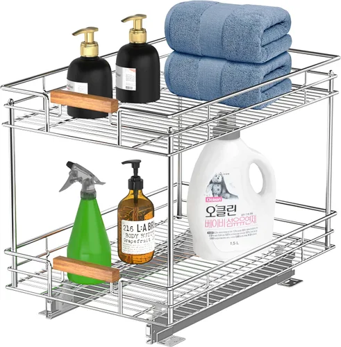 Miniatura 7 de Mount Walker Organizador de gabinete extraíble (14 pulgadas de ancho x 21 pulgadas de profundidad), estantes de despensa deslizables resistentes