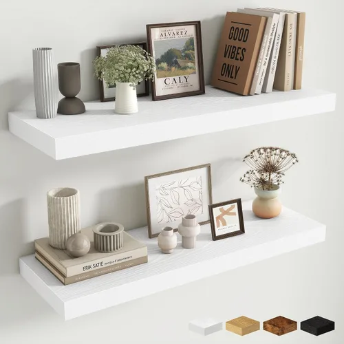Miniatura 63 de Estantes flotantes de 48 pulgadas para pared, estante de chimenea de 10 pulgadas de profundidad, estantes flotantes de madera para pared, estantes