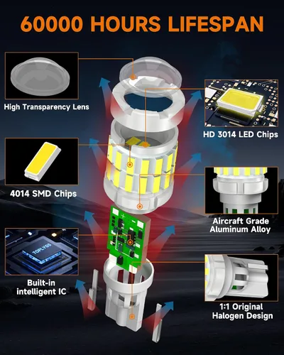 Miniatura 4 de Bombilla 912 921 compatible con Subaru 2005-2025 Outback Bombilla de luz de reversa, 6000K blanco, repuesto de bombilla LED T15 OEM super brillante