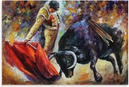 Pintura artística de pared taurina española, decoración del hogar, pintura al óleo sobre lienzo, póster y arte de pared, impresión moderna de