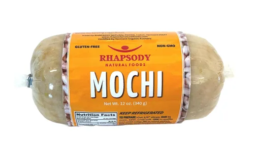 Fresh Organic Mochi - Pastel de arroz adhesivo de grano entero orgánico, liso, certificado orgánico, fabricado en Vermont, 12 onzas, caja de 10