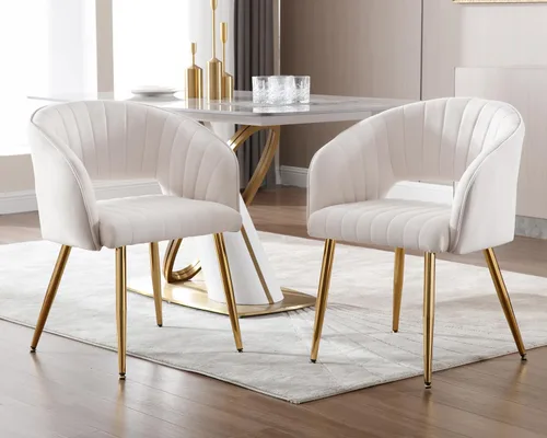 Miniatura 2 de KCC Juego de 2 Sillas de Comedor de Acento Moderno, Sillas de Comedor Tapizadas en Terciopelo con Respaldo Hueco, Sillas de Cocina Acolchadas Sillas
