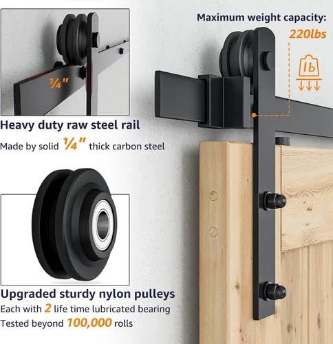 Miniatura 4 de Gancho para puerta Smartstandard deslizante, para puertas de graneros, con forma de "I", color negro, negro