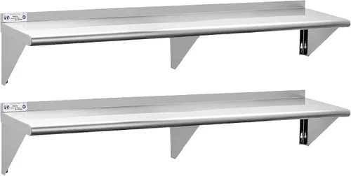 Miniatura 15 de HALLY SINKS & TABLES H Estante de acero inoxidable de 18 x 36 pulgadas, 350 libras, estantería flotante comercial de montaje en pared