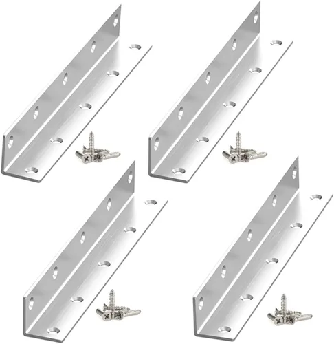 Soportes en L, 4 unidades de soporte de esquina con ángulo, acero inoxidable superior, 4" x 1" M, 2 mm de espesor, para estante de madera, mueble,