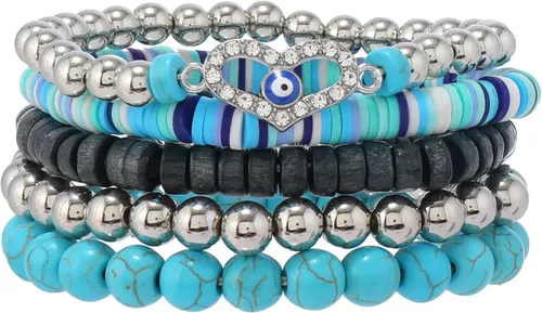 Miniatura 20 de Pulsera Gótica Ajustable de Cuero Trenzado Punk Multicapa de Estilo Grunge, Conjunto de Pulseras Emo con Brazalete de Metal, Envoltura