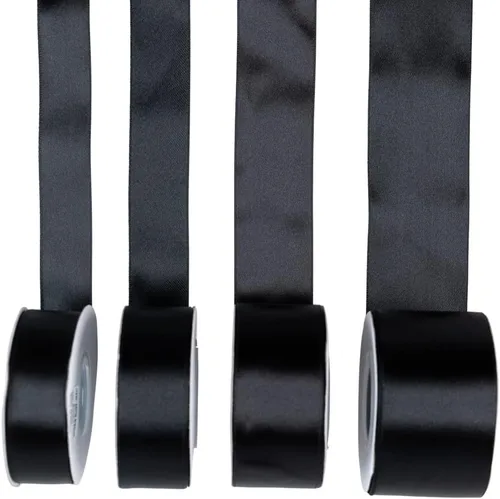 Miniatura 6 de Craft County - Cinta de satén de doble cara de 1 pulgada - Negro - 25 yardas (75 pies) - Ideal para proyectos de manualidades, envoltura, bodas