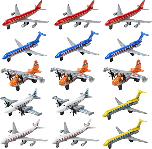Miniatura 7 de Paquete de 6 Aviones de Juguete, Juguete de Avión de Metal Fundido para Niños de 3, 4-7, 8-12 Años, Modelo de Aviones de Aleación/Aviones