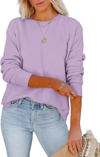 Miniatura 2 de Pkabogbi Sudadera casual de manga larga con cuello redondo para mujer, holgada, ligera, sin botones