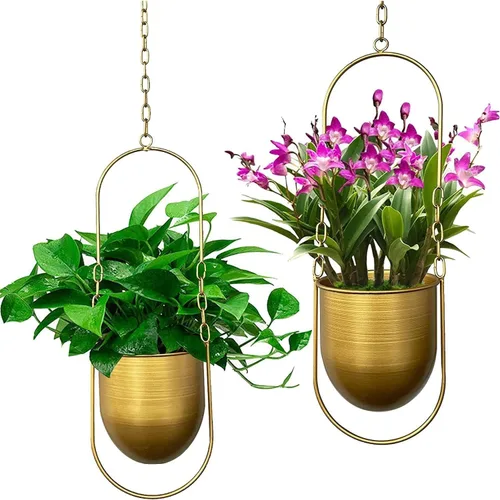 Miniatura 13 de Colgador de Plantas de Metal, Macetas Colgantes para Interiores, Macetas Colgantes para Flores (Negro)