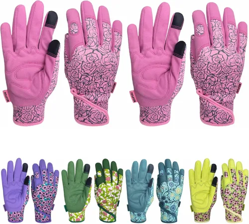 Miniatura 21 de Guantes de jardinería a prueba de espinas y resistentes a pinchazos con agarre, guante de jardín para mujer, regalos de cuero para trabajo en el 1